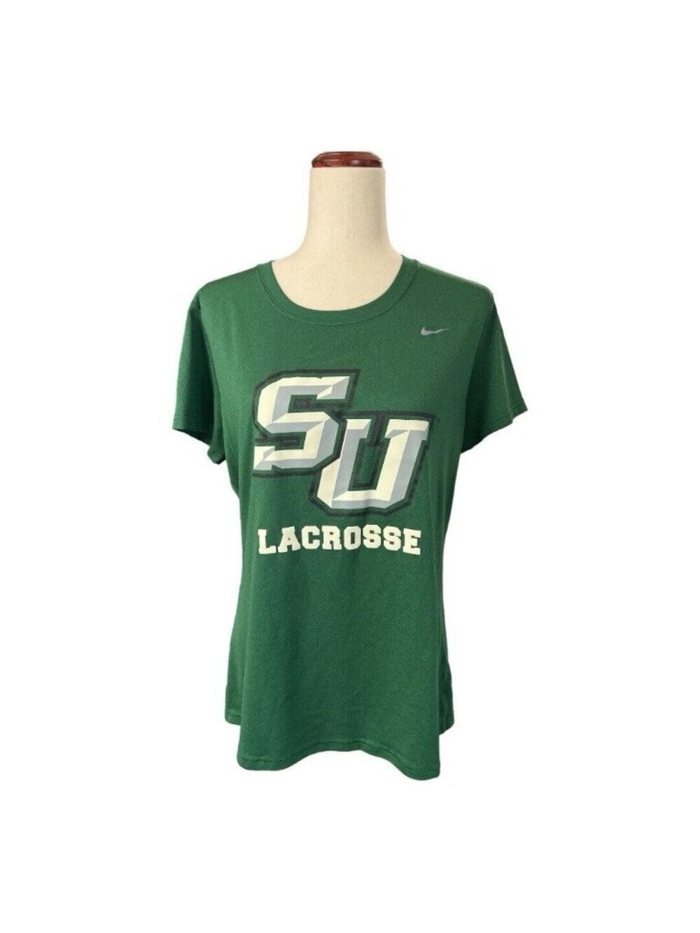 Nike Womens Dri-Fit College Lacrosse Shirt~Size Large~Green White Tee   L12 08 - Picture 2 of 11